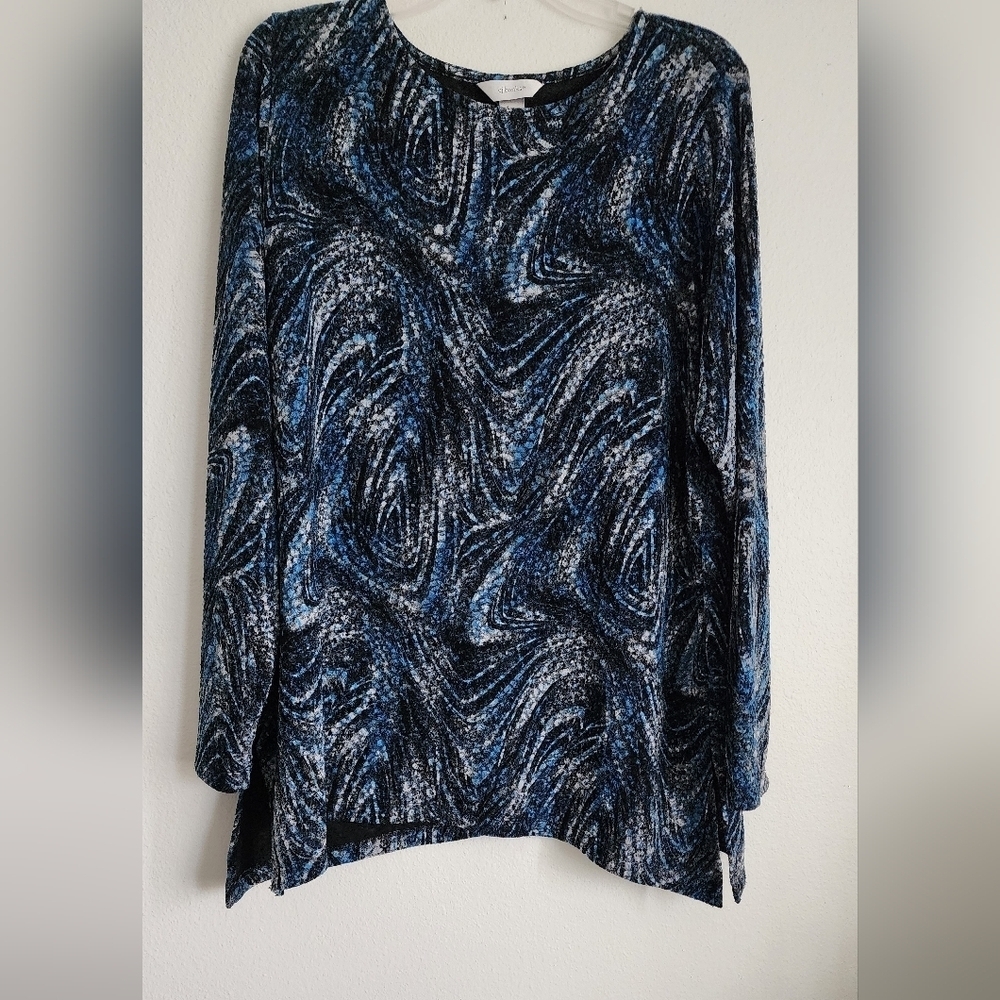 CJ Banks Womens Stretchy Activewear Geometric Pattern Long Sleeve Top. 1X